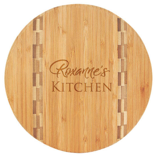 Personalized Bamboo Cutting Board with Butcher Block Inlay