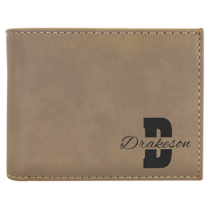 Personalized Laserable Leatherette Bi-Fold Wallet w/Flip ID Display