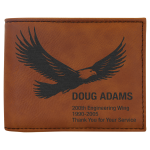 Personalized Laserable Leatherette Bi-Fold Wallet w/Flip ID Display