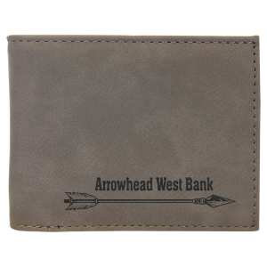 Personalized Laserable Leatherette Bi-Fold Wallet w/Flip ID Display