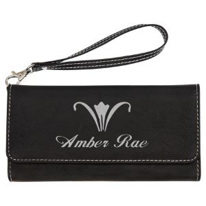 7 1/2" x 4" Personalized Leatherette Wallet with Strap