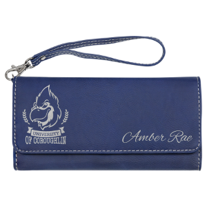 7 1/2" x 4" Personalized Leatherette Wallet with Strap