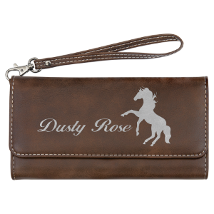 7 1/2" x 4" Personalized Leatherette Wallet with Strap