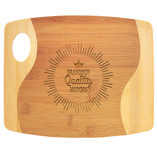 Personalized Bamboo Two Tone Cutting Board with Handle