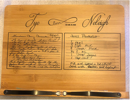 Cookbook Holder with Personalized Engraved Recipe