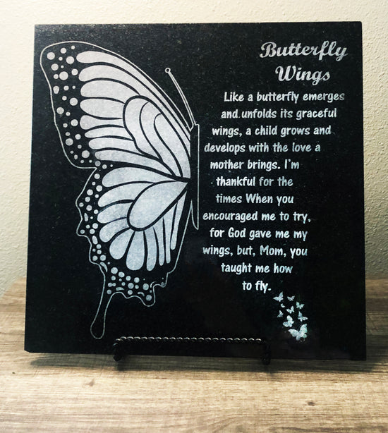 12x12 Granite Memorial Plaque - Butterfly Poem - Add Personalization