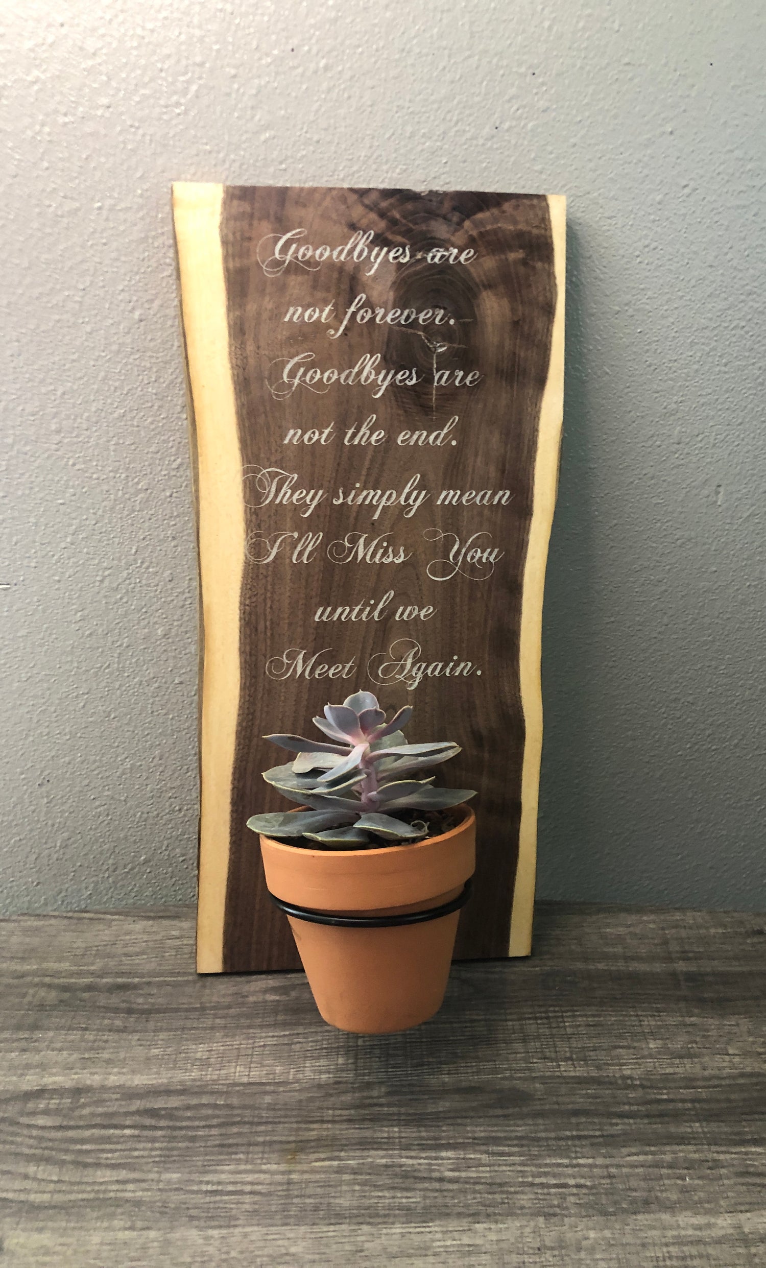 memorial succulents Memorial Plaque on Walnut with Live Succulent Plant – MidwestEtching