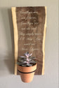 Memorial Plaque on Walnut with Live Succulent Plant